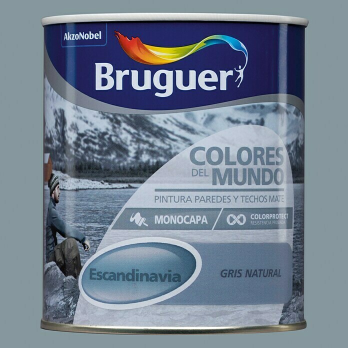 Bruguer Colores del Mundo Pintura para paredes Escandinavia gris natural (750 ml, Mate)