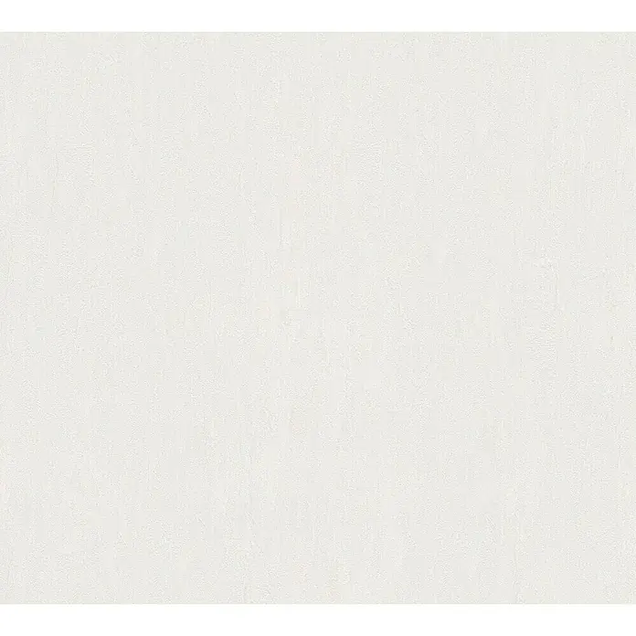 A.S. Création Romantico Vliestapete - Silber, Uni, 10,05 x 0,53 m - Nahaufnahme einer strukturierten, weißen Tapete, die eine subtile Eleganz und eine saubere, minimalistische Ästhetik vermittelt.