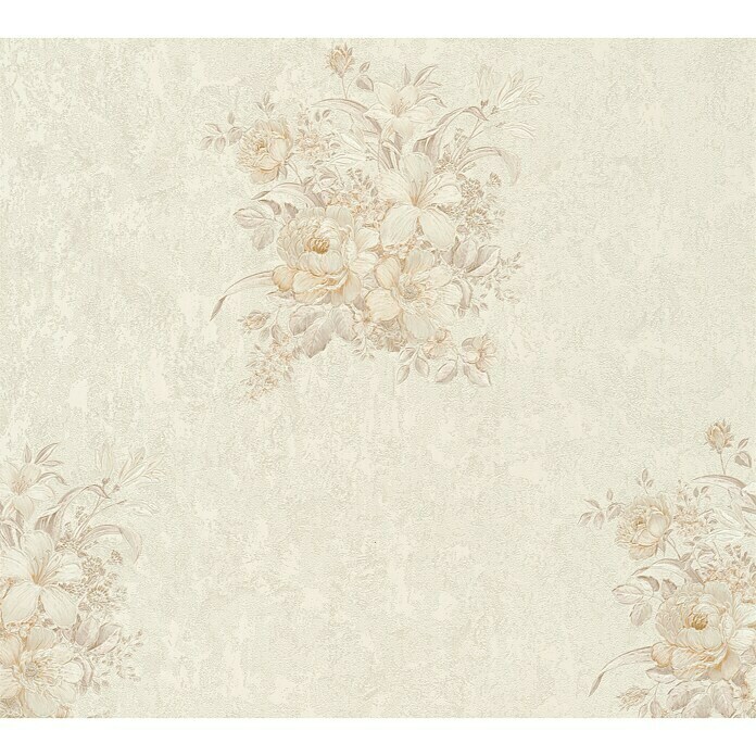 AS Creation Romantico Vliestapete (Creme, Floral, 10,05 x 0,53 m)