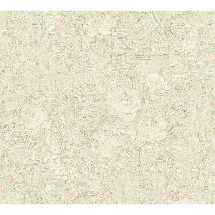 AS Creation Romantico Vliestapete (Silber, Floral, 10,05 x 0,53 m)