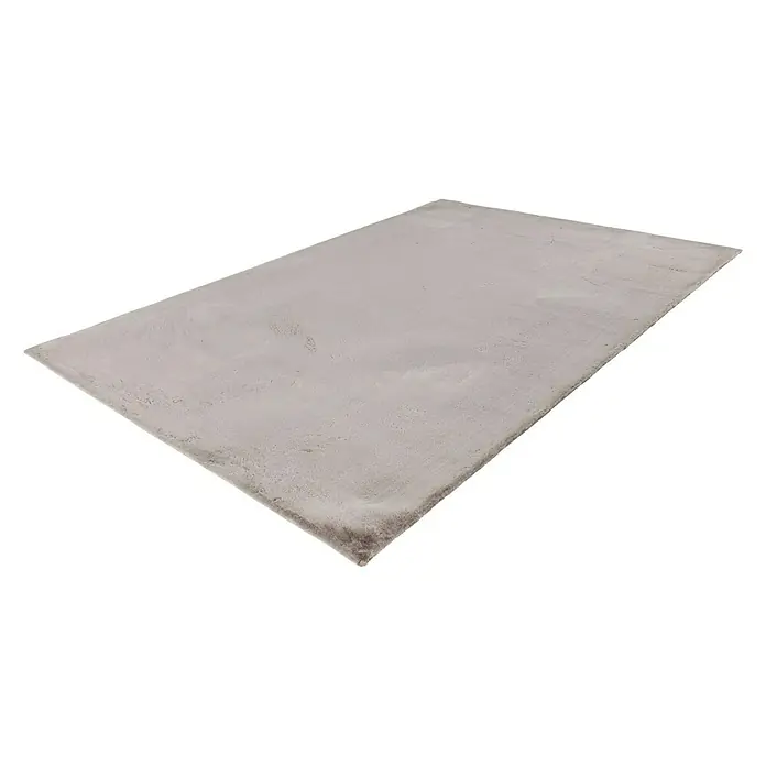 Fellteppich Happy - Taupe, 150 x 80 cm, 100 % Polyester (Flor) - Ein rechteckiger, hellgrauer Teppich mit sanfter Textur, ideal für ein gemütliches Ambiente in jedem Raum.