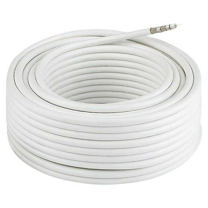 Cable coaxial (25 m, Blanco, 120 dB, Apantallamiento cuádruple)