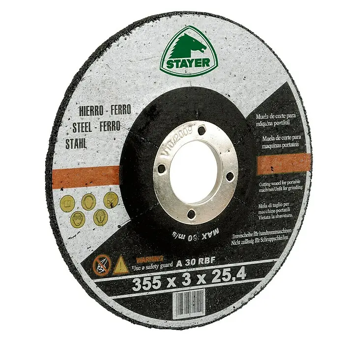 Stayer Disco de corte - Ø x Es: 355 x 3 mm, Orificio: 25,4 mm - Disco de corte STAYER para metal, 355 x 3 x 25,4 mm, ideal para hierro, acero y materiales ferrosos.