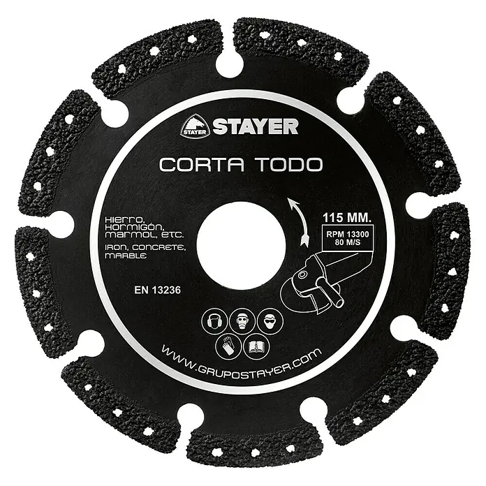 Stayer Disco de diamante - Diámetro disco: 125 mm, Apto para: Mármol, 1 ud. - Disco de corte STAYER con la inscripción CORTA TODO, adecuado para hierro, hormigón y mármol con un diámetro de 115 mm.