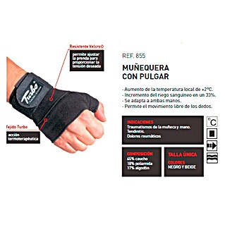 Turbo Muñequera con soporte pulgar (Universal, Negro)