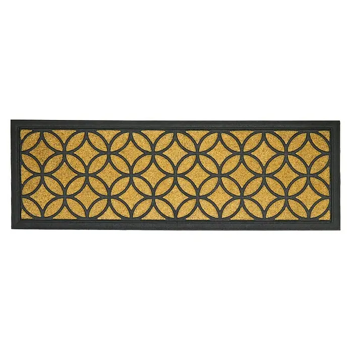 Estera atrapapolvo Tobago - Negro/Marrón, 75 x 25 cm - Elegante felpudo con diseño geométrico y marco negro, ideal para cualquier entrada. Este felpudo combina estilo y funcionalidad a la perfección.