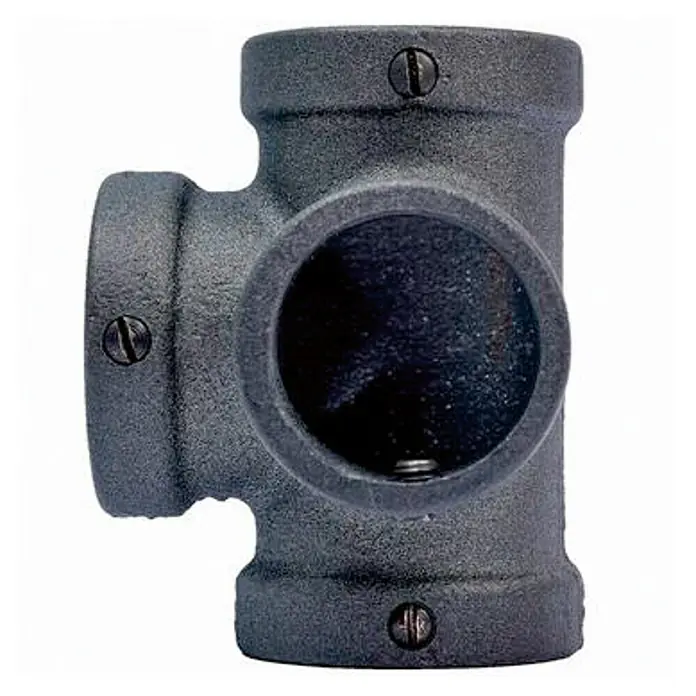 Elemento de unión de barra angular Ferro System - L x An x Al: 6,2 x 4,9 x 4,9 cm, Plateado - Racor de tubería en T negro con tornillos. Esta pieza metálica robusta conecta tuberías de forma segura en tres direcciones.