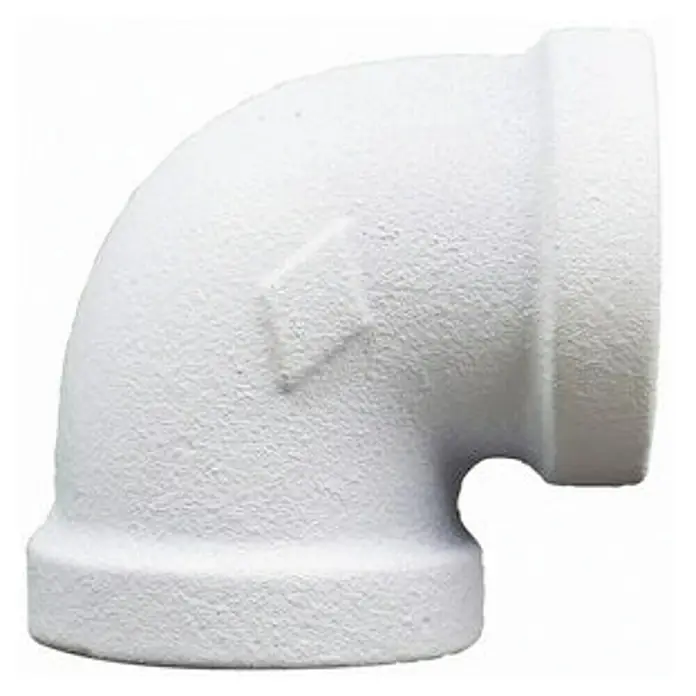Elemento de unión de barra codo Ferro System - L x An x Al: 4,9 x 3,6 x 4,9 cm, Blanco - Codo de tubería de 90 grados blanco hecho de hierro fundido resistente, ideal para instalaciones de fontanería y calefacción, lo que garantiza una conexión fiable y duradera.