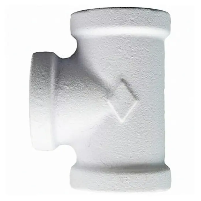Elemento de unión de barra Ferro System - L x An x Al: 6,4 x 3,6 x 5 cm, Blanco - Primer plano de una T sanitaria de PVC blanca con nervios de refuerzo para conexiones robustas.