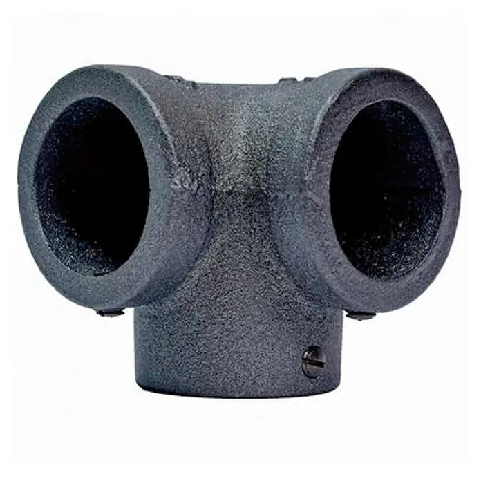 Elemento de unión de barra angular Ferro System - L x An x Al: 4,9 x 4,9 x 4,9 cm, Plateado - Accesorio de tubo negro en forma de T con tornillos para fijar tubos, ideal para aplicaciones industriales y proyectos de bricolaje.