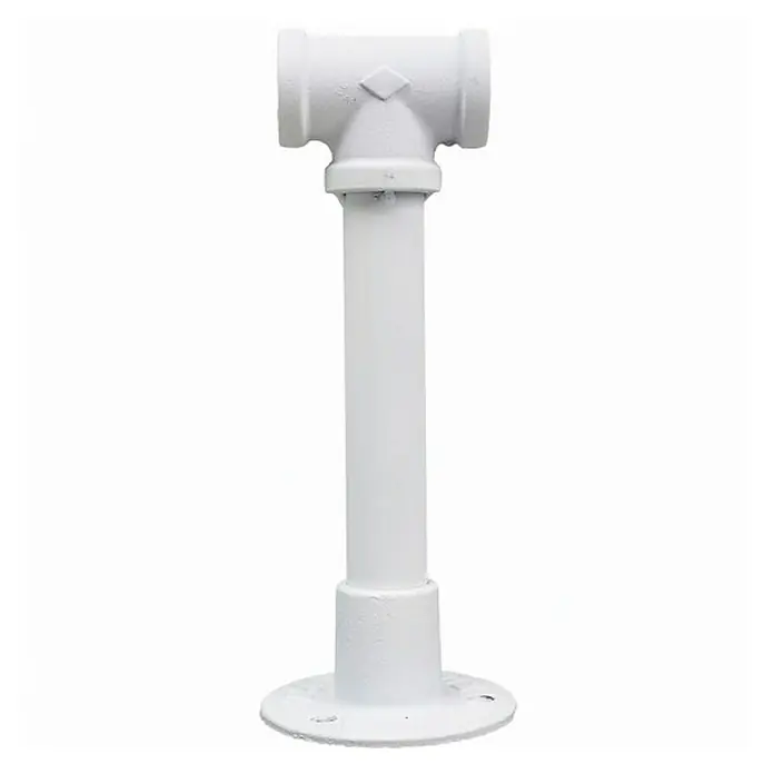 Barra metálica central Ferro System - L x An x Al: 9 x 8,1 x 8,1 cm, Blanco - La imagen muestra un tubo en forma de T blanco con brida, sobre un fondo blanco, apto para fontanería e instalaciones.