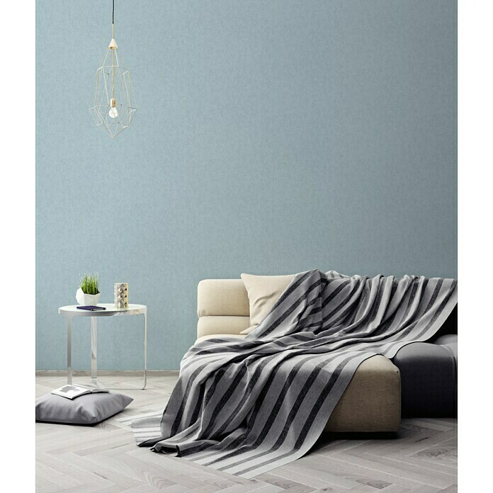 AS Creation Geo Nordic Vliestapete (Blau, Uni, 10,05 x 0,53 m)