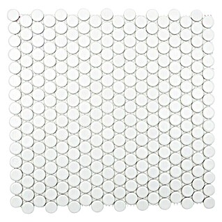 Mosaikfliese Knopf Uni 110N (30,5 x 32 cm, Weiß, Matt)