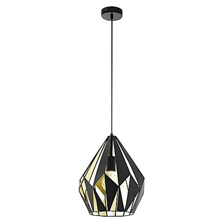 Eglo Carlton 1 Pendelleuchte rund (Höhe: 110 cm, Farbe Gehäuse: Gold, Schwarz)