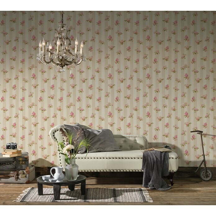 AS Creation Romantico Vliestapete (Pink, Floral, 10,05 x 0,53 m)