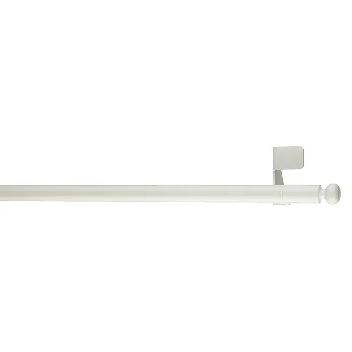 Expo Ambiente Klemmstange Ball - Auszugslänge: 80 cm - 110 cm, Weiß, Metall - Eine weiße Gardinenstange mit Endstück und Halterung, ideal für die Fensterdekoration und zur Aufhängung von Gardinen.