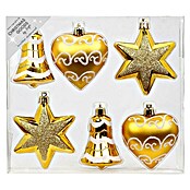 Christbaumschmuck (Gold, Kunststoff, Herz, 6 Stk.)