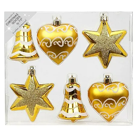 Christbaumschmuck Sterne, Glocken und Herzen