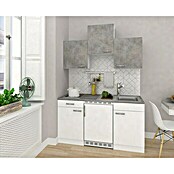 Respekta Cocina compacta Malia (Ancho: 180 cm, Blanco, Gris, Placa de cocina doble y frigorífico) | BAUHAUS