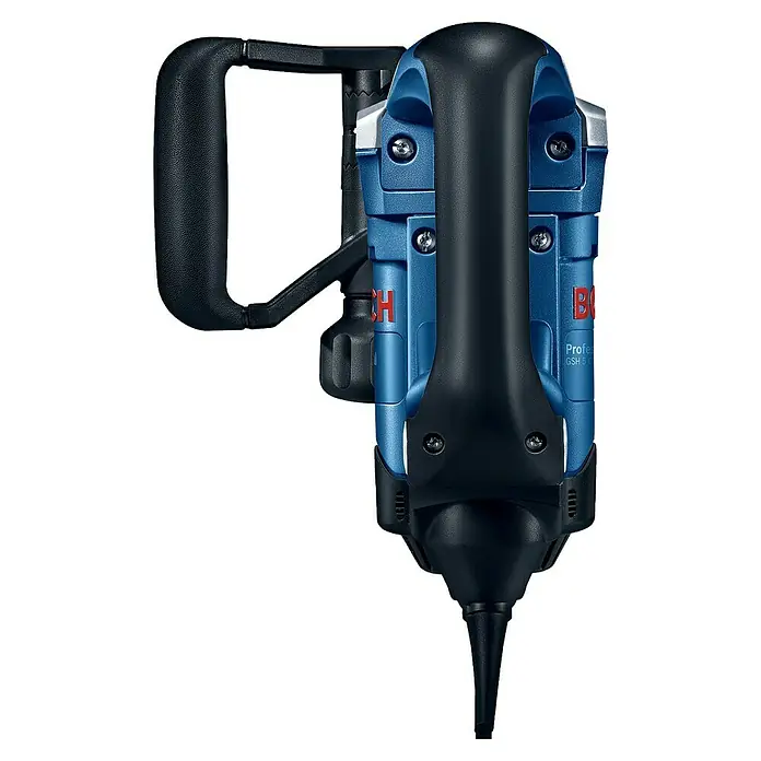 Bosch Professional Abbruchhammer GSH 5 - 1.100 W, 7,5 J, SDS-Max-Aufnahme - Ein blauer Bosch GSH 5 Professional Abbruchhammer mit schwarzem Griff. Ein leistungsstarkes Werkzeug für schwere Abbrucharbeiten.