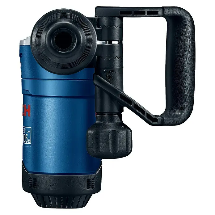 Bosch Professional Abbruchhammer GSH 5 - 1.100 W, 7,5 J, SDS-Max-Aufnahme - Abbildung einer blauen Bosch-Tauchpumpe mit schwarzem Griff und schwarzer Basis für Abwasser, für den Heimgebrauch und semi-professionelle Anwendungen.