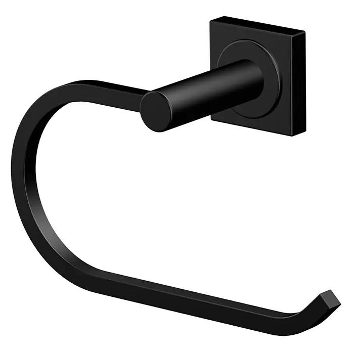 Camargue Cannes Toilettenpapierhalter - Ohne Deckel, Schwarz, Matt - Schwarzer, eckiger Handtuchring zur stilvollen Badgestaltung. Das moderne Design fügt sich nahtlos in jedes Badezimmer ein.