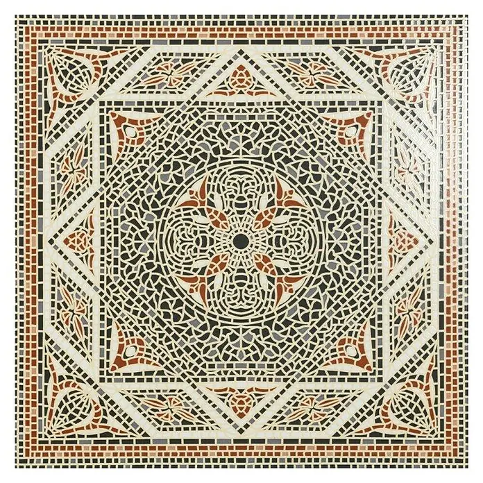 Steingutfliese Colonial - 45 x 45 cm, Beige, Glänzend - Mosaikfliese mit einem aufwändigen, geometrischen Muster, das klassische Eleganz und moderne Kunstfertigkeit vereint.