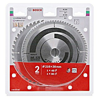 Bosch Kreissägeblatt Optiline Wood  + Multi Material (Durchmesser: 216 mm, Bohrung: 30 mm, 2 -tlg.)
