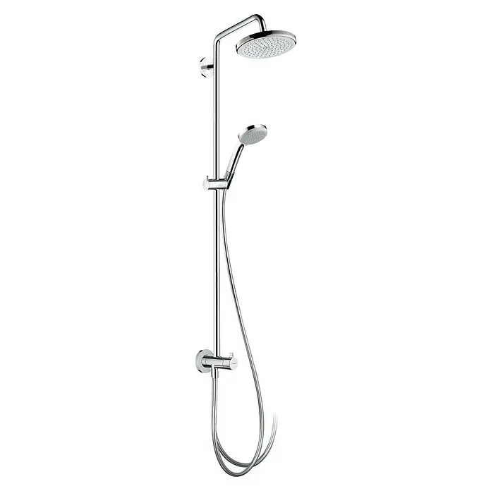 Hansgrohe Duschsystem Croma Showerpipe 220 - Lochabstand: 103,5 cm, Anzahl Strahlarten: 4 Stk., Chrom - Duschset mit Kopf- und Handbrause, ideal für moderne Badezimmer. Das verchromte Design sorgt für einen eleganten Look.