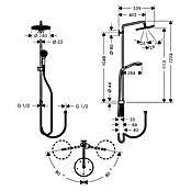 Hansgrohe Überkopfbrausen-Set (Lochabstand: 104,8 cm, Anzahl Funktionen: 3, Chrom)