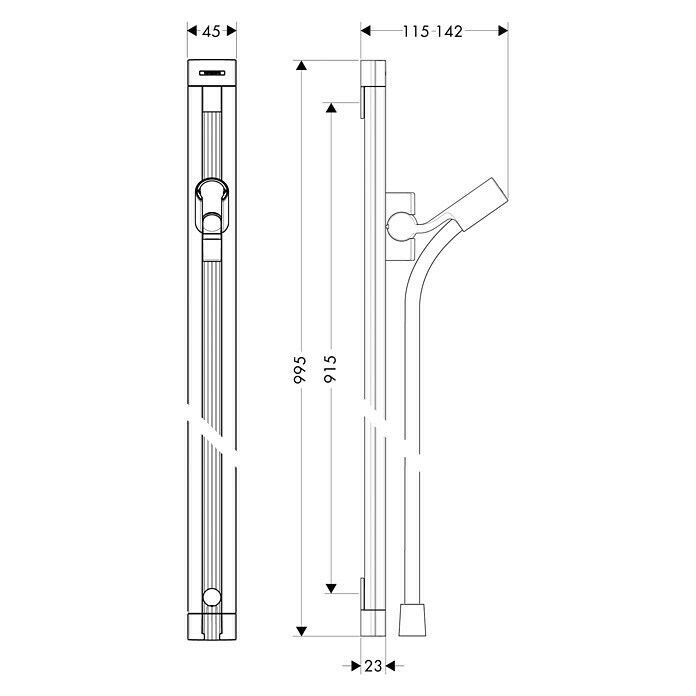 Hansgrohe Brausestange Unica RaindanceLochabstand: 91,5 cm, Chrom, Glänzend Unknown