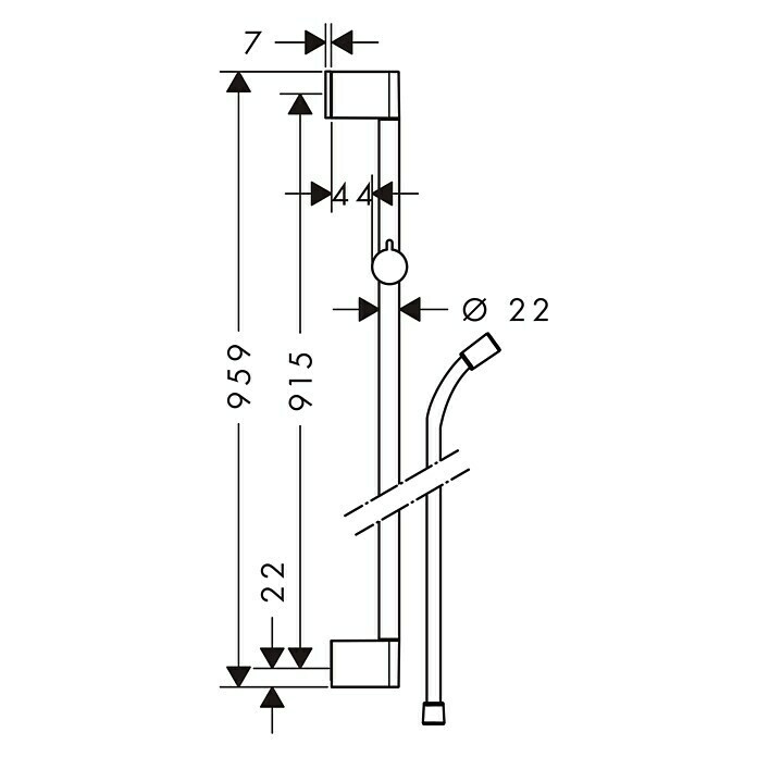 Hansgrohe Brausestange Unica CromaLochabstand: 91,5 cm, Chrom, Glänzend Unknown