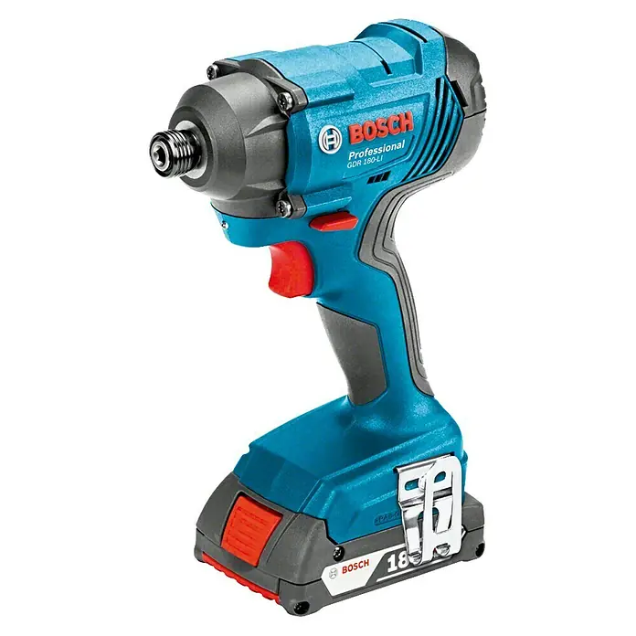 Bosch Professional AMPShare 18V Llave de impacto giratoria de batería GDR18-160 - 18 V, 2 baterías, 2 Ah - El atornillador de impacto inalámbrico azul Bosch GDR 180-LI es una herramienta potente para profesionales. Ofrece un alto rendimiento de par, es compacto y ligero.