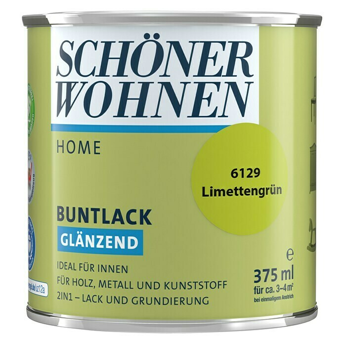 Schöner Wohnen DurAcryl Buntlack (Limettengrün, 375 ml, Glänzend)