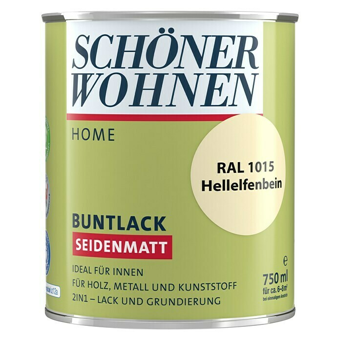 Schöner Wohnen DurAcryl Buntlack RAL 1015 (Hellelfenbein, 750 ml, Seidenmatt)