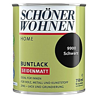 SCHÖNER WOHNEN-Farbe Home Buntlack (Schwarz, 750 ml, Seidenmatt)