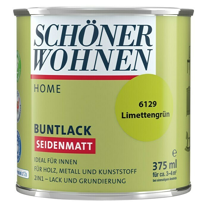 Schöner Wohnen DurAcryl Buntlack (Limettengrün, 375 ml, Seidenmatt)