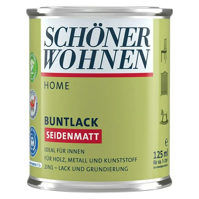 SCHÖNER WOHNEN-Farbe Home Buntlack - Rubinrot, Seidenmatt, 125 ml, Wasserbasiert - Dose Buntlack Seidenmatt von Schöner Wohnen Home, ideal für Holz, Metall und Kunststoff, 125 ml für ca. 1-2m², ein vielseitiges Produkt für den Innenbereich.