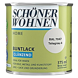 SCHÖNER WOHNEN-Farbe Home Buntlack (Telegrau, 375 ml, Glänzend)