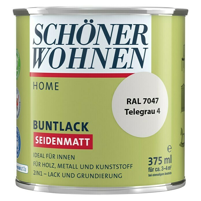 Schöner Wohnen DurAcryl Buntlack (Telegrau, 375 ml, Seidenmatt)