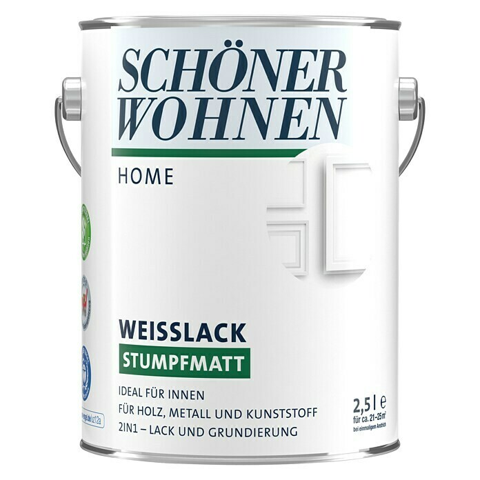 Schöner Wohnen DurAcryl Weißlack (Reinweiß, 2,5 l, Stumpfmatt)