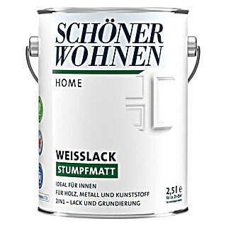 SCHÖNER WOHNEN-Farbe Home Weißlack (Reinweiß, 2,5 l, Stumpfmatt)