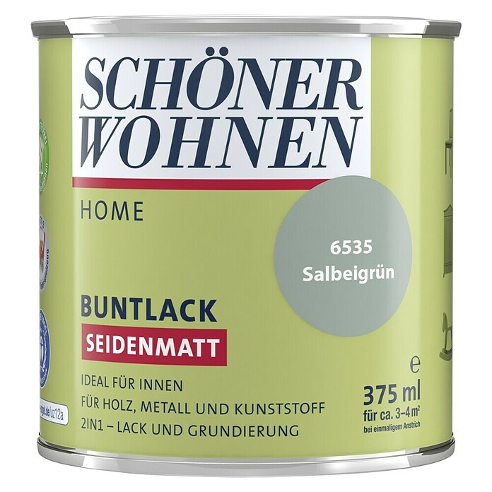 Schöner Wohnen Home Buntlack (Salbeigrün, 375 ml, Seidenmatt)