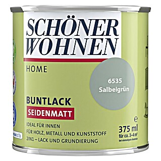 SCHÖNER WOHNEN-Farbe Home Buntlack (Salbeigrün, Seidenmatt, 375 ml, Wasserbasiert)