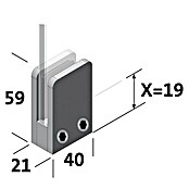 Room Plaza Halter (59 x 40 mm, Edelstahl, Passend für: Room Plaza Hygieneschutzglas)