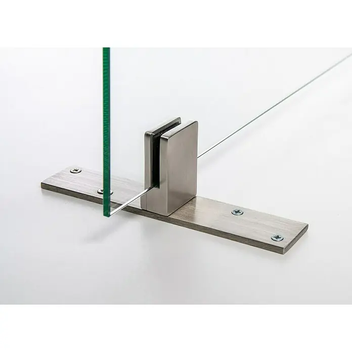 Room Plaza Standfuß - 200 x 40 mm, Edelstahl, Passend für: Room Plaza Hygieneschutzglas - Glasklemme mit Halterung zur sicheren Befestigung von Glasplatten, ideal für Trennwände und andere Glasbauprojekte.