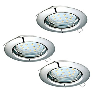 Eglo LED-Einbauleuchten-Set Peneto (9 W, L x B x H: 7,8 cm x 7,8 cm x 11,5 mm, Chrom, 3 Stk., Warmweiß)