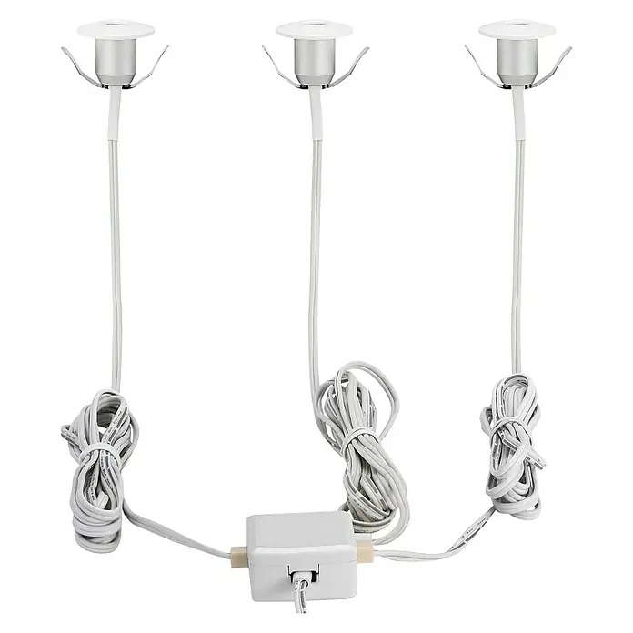 Eglo LED-Einbauleuchten-Set Chango - 3 W, L x B x H: 3,2 x 3,2 x 2,2 cm, Weiß, Warmweiß - Ein Set mit drei weißen LED-Bodeneinbaustrahlern mit Kabel und Transformator für den Innen- oder Außenbereich.