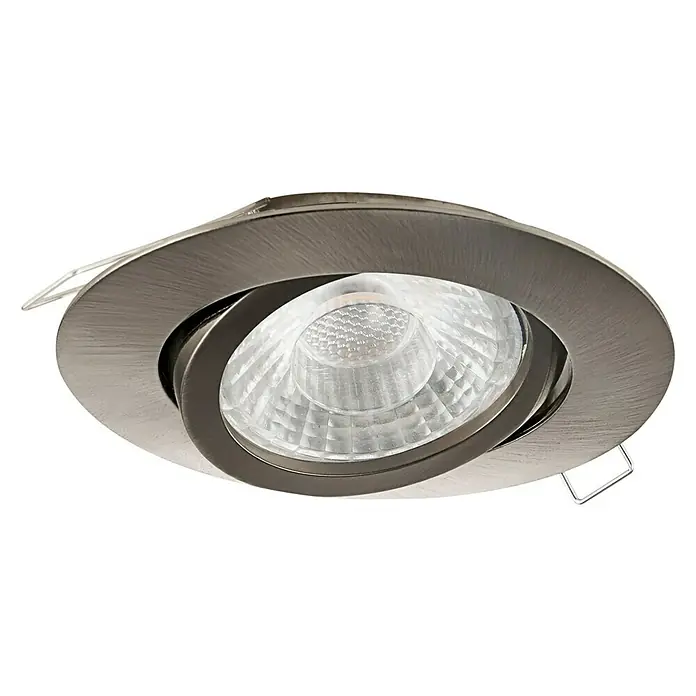 Eglo LED-Einbauleuchte rund Tedo - 5 W, Ø x H: 8 x 11,5 cm, Aluminium gebürstet, Warmweiß - Deckenstrahler mit gebürsteter Metallfassung und verstellbarem LED-Spot für eine moderne Beleuchtung.