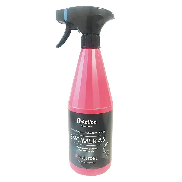 MPL Limpiador para zona de cocción - 750 ml, Botella con cabezal rociable - Botella de spray rosa Q-Action para limpieza de cocinas y baños, ideal para encimeras de Silestone y granito.